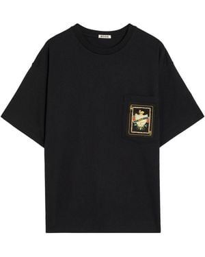 Bode Bullion Card Appliquéd Cotton T-Shirt - Black