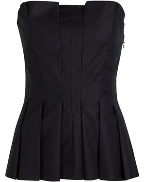 Reformation Ashlyn Pleated Stretch-Cotton Top - Black