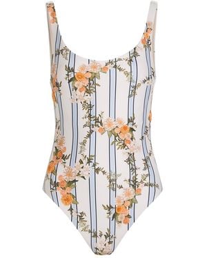 Agua Bendita Gema Floral-Print Swimsuit - White