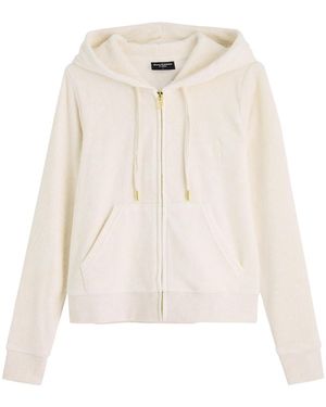 Juicy Couture Hooded Velour Zip-Up Sweatshirt - White