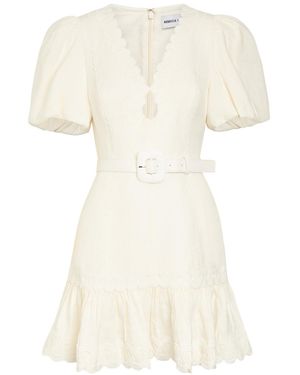 Rebecca Vallance Kahlia Appliquéd Linen-Blend Mini Dress - Natural