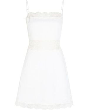 STAUD Amalina Lace And Linen Mini Dress - White