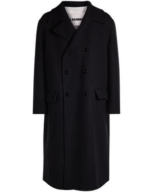Jil Sander Double-Breasted Wool Coat - Black