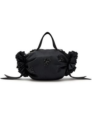 Simone Rocha Double Ribbon Rosette Mini Nylon Top Handle Bag - Black