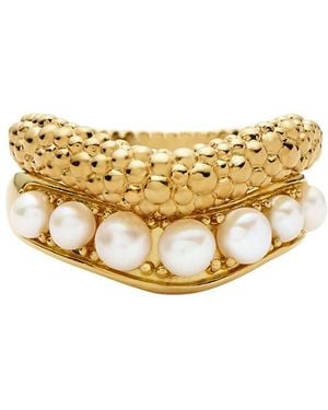 Missoma Pearl Baya 18Kt-Plated Stacking Ring Set - White