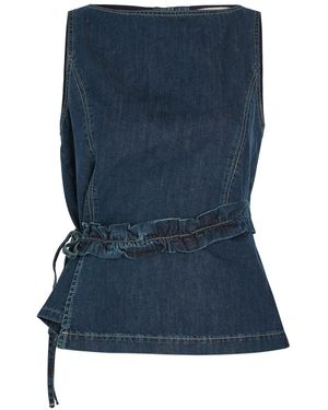 Damson Madder Maxime Ruffled Denim Top - Blue