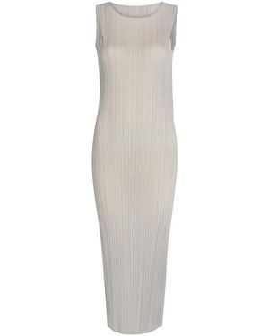 Pleats Please Issey Miyake Pleated Woven Midi Dress - White