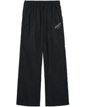 Willy Chavarria Ruff Rider Logo-Embroidered Cotton Pants - Blue