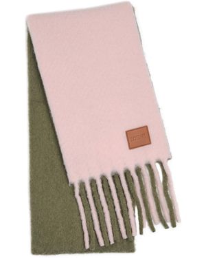 Loewe Colour-Blocked Brushed Alpaca-Blend Scarf - Pink