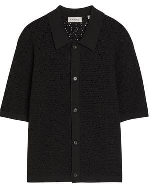 FRAME Open-Knit Cotton-Blend Shirt - Black