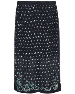 Dries Van Noten Sonka Embellished Sheer-Chiffon Midi Skirt - Blue