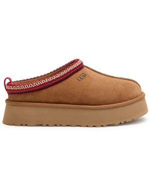 UGG Tasman Suede Flatform Slippers - Brown