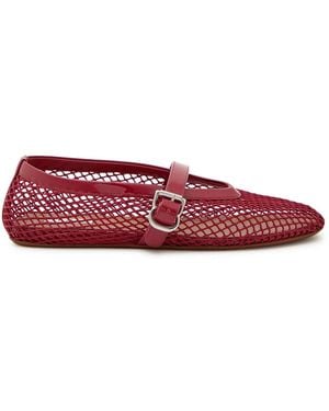 Alaïa Mesh And Glossed Leather Ballet Flats - Red