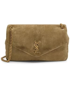 Saint Laurent Calypso Large Padded Suede Shoulder Bag - Brown