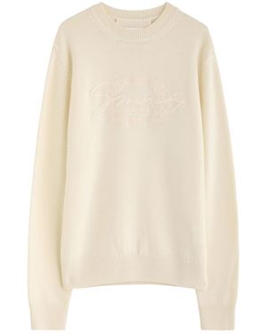 Givenchy Logo-Embroidered Wool Jumper - Natural