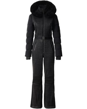 Mackage Lorelle Fur-Hood Bonded Fleece Ski Suit - Black