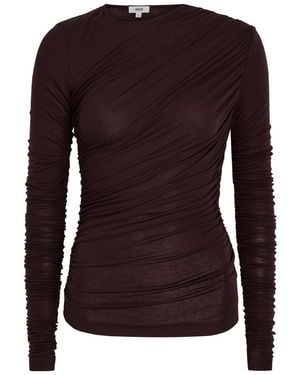 Agolde Tania Ruched Stretch-Jersey Top - Brown