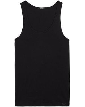 Tom Ford Ribbed Logo Jersey Tank - Black