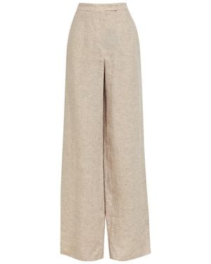 Emporio Armani Wide-Leg Linen-Blend Trousers - Natural