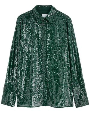 Erdem Sequin-Embellished Chiffon Shirt - Green