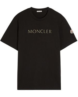 Moncler Logo Cotton T-Shirt - Black