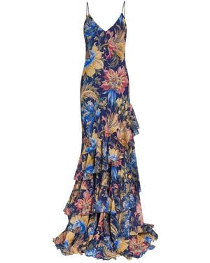 Etro Floral-Print Chiffon Maxi Dress - Blue