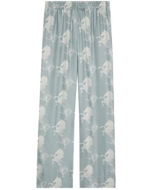Stella McCartney Printed Wide-Leg Silk Pants - Blue