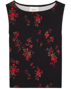 Reformation Dusk Floral-Print Stretch-Jersey Top - Black