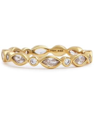Astrid & Miyu Navette Crystal 18Kt-Plated Ring - White