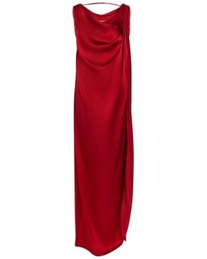 Maison Margiela Draped Satin Maxi Dress - Red