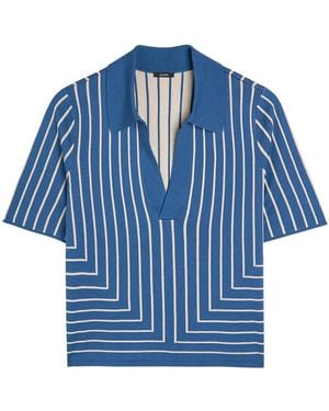 JOSEPH Striped-Jacquard Stretch-Knit Top - Blue