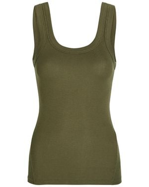 Rag & Bone Scoop-Neck Ribbed Stretch-Cotton Tank - Green