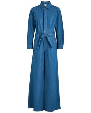 PAIGE Cameron Wide-Leg Stretch-Denim Jumpsuit - Blue
