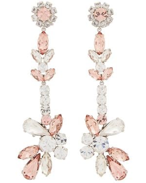 Erdem Crystal-Embellished Clip-On Drop Earrings - White