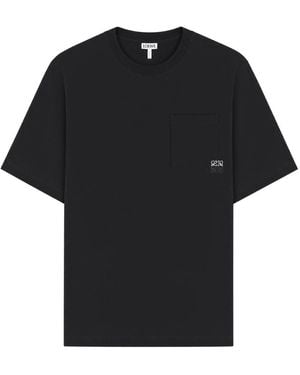 Loewe Logo-Embroidered Cotton T-Shirt - Black
