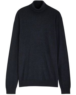 Les Deux Greyson Logo-Embroidered Wool Jumper - Blue