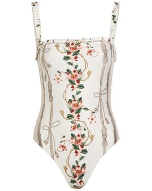 Agua Bendita Limon Embroidered Swimsuit - White