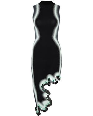 Ph5 Lila Wavy Asymmetric Stretch-knit Dress - Black