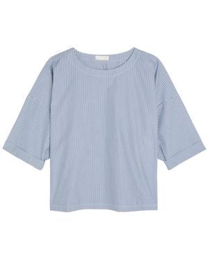 Suzie Kondi Saria Striped Cotton-Poplin Top - Blue