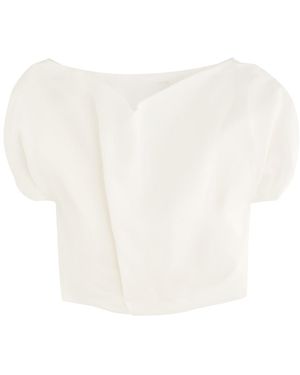 Khaite Niles Draped Silk Top - White