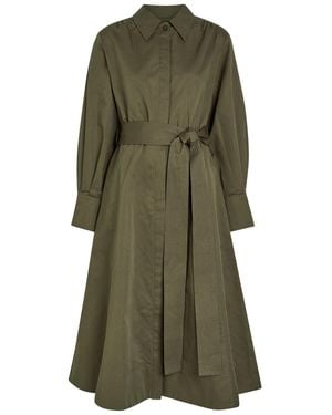 JOSEPH Ziane Belted Cotton -Blend Midi Shirt Dress - Green