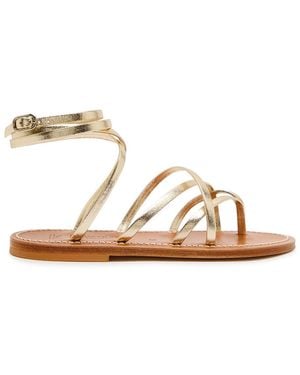 K. Jacques Zenobie Cross-Over Metallic Leather Sandals - Natural
