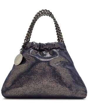Stella McCartney Falabella Mini Drawstring Metallic Faux Suede Tote Bag - Blue