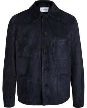 Givenchy Patch Pocket Suede Overshirt - Blue