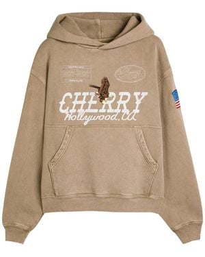 CHERRY LA Hollywood Logo Hooded Cotton Sweatshirt - Natural