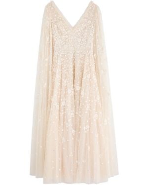 Needle & Thread Dahlia Floral-Embroidered Tulle Gown - Natural