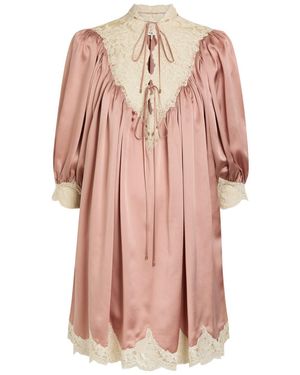 Chloé Lace And Silk Mini Dress - Pink