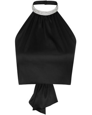 Nue Studio Kaia Halterneck Stretch-silk Satin Top - Black