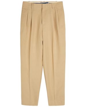 Polo Ralph Lauren Pleated Tapered-Leg Hemp Trousers - Natural