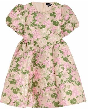 Sister Jane Mountain Song Floral-Jacquard Cloqué Mini Dress - Natural